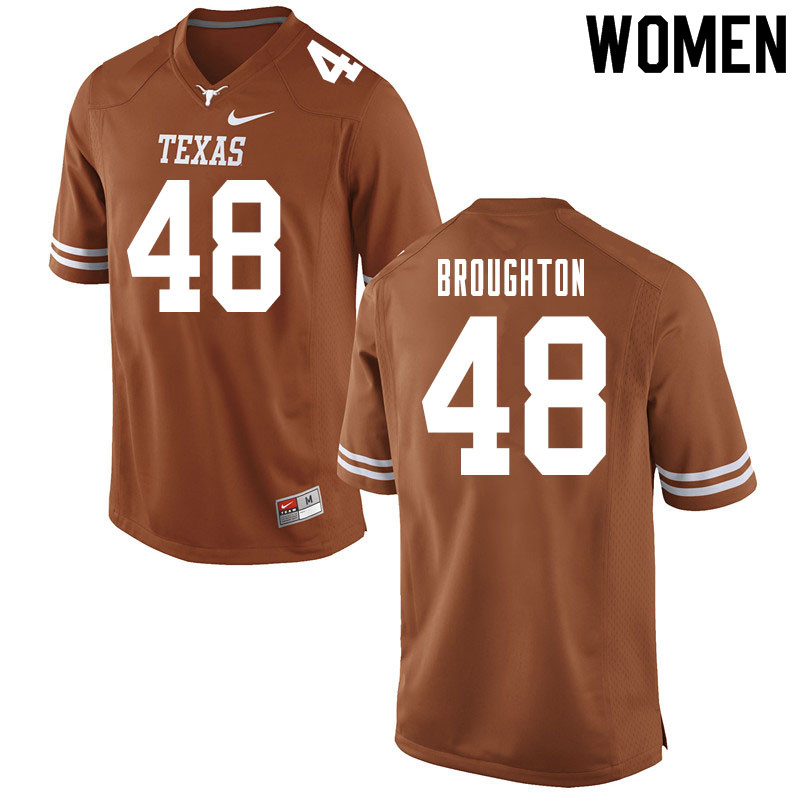 Women #48 Vernon Broughton Texas Longhorns College Football Jerseys Sale-Orange